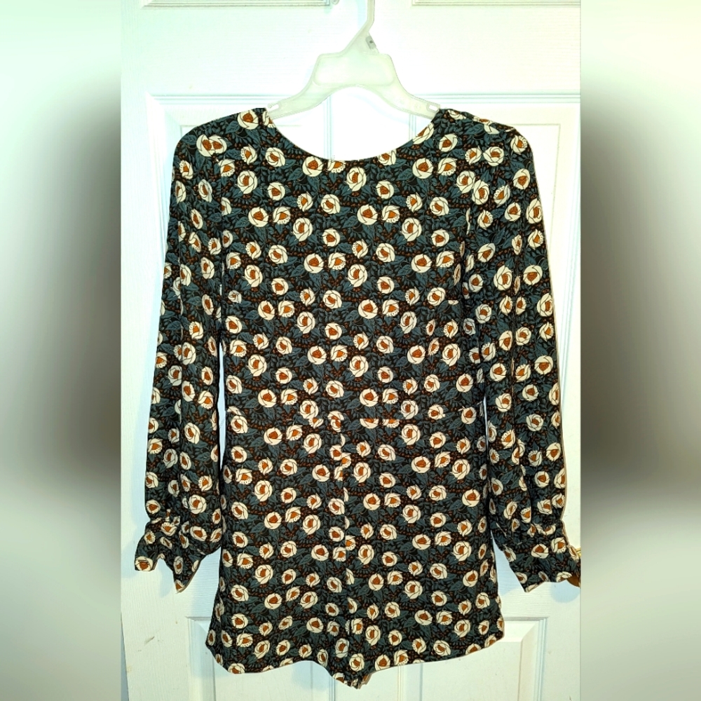 Zara floral print short long sleeve romper